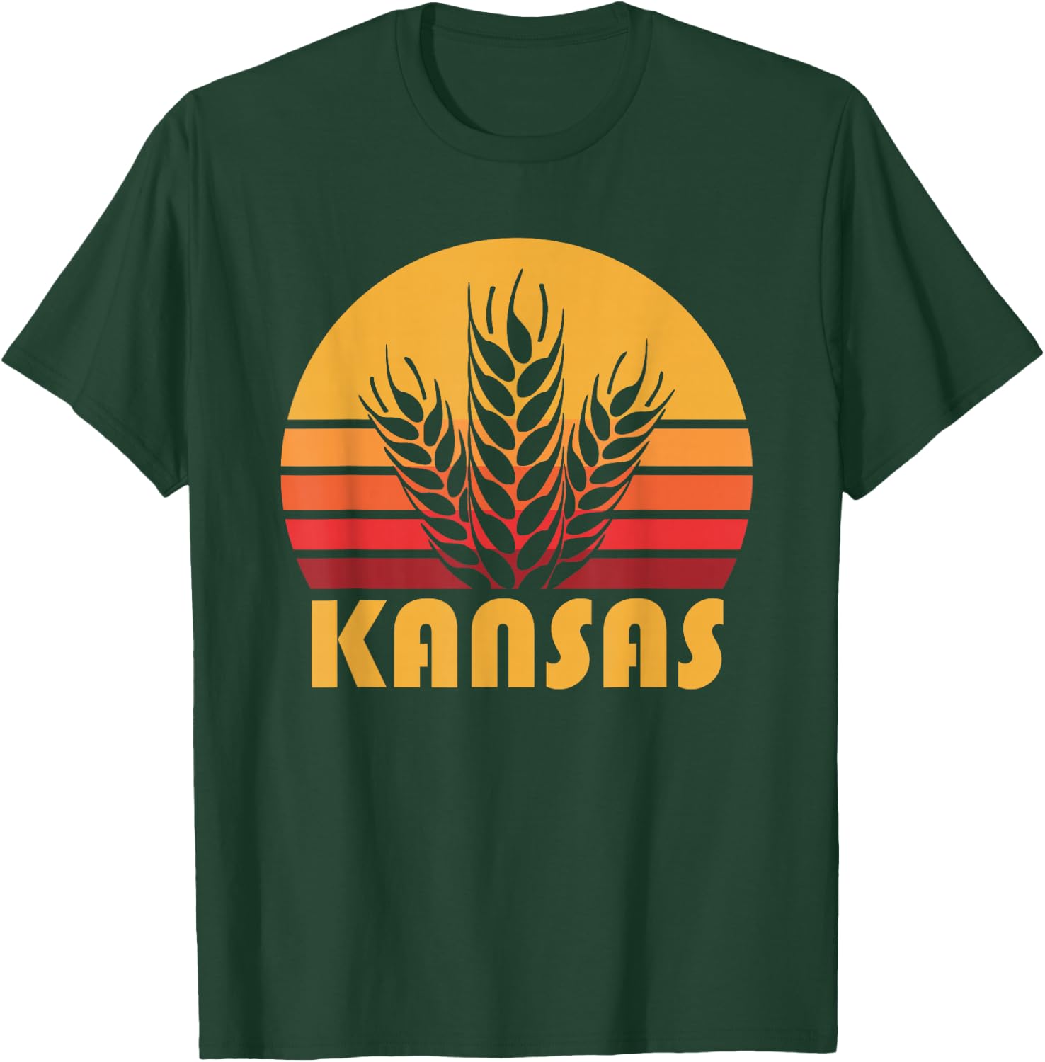 Retro Kansas Wheat Shirt, Vintage Grain Farming Gift T-Shirt - T-Shirt | Forest