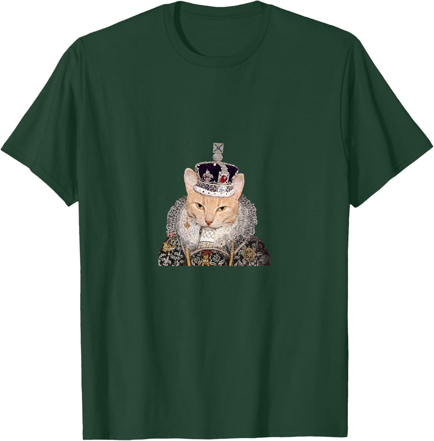 Tudor Cat With Crown Shirt Men Women Girls Kids T-Shirt - T-Shirt | Forest