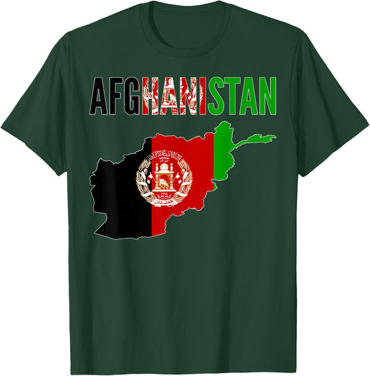 Afghan - Afghanistan Country Map Flag T-Shirt - T-Shirt | Forest