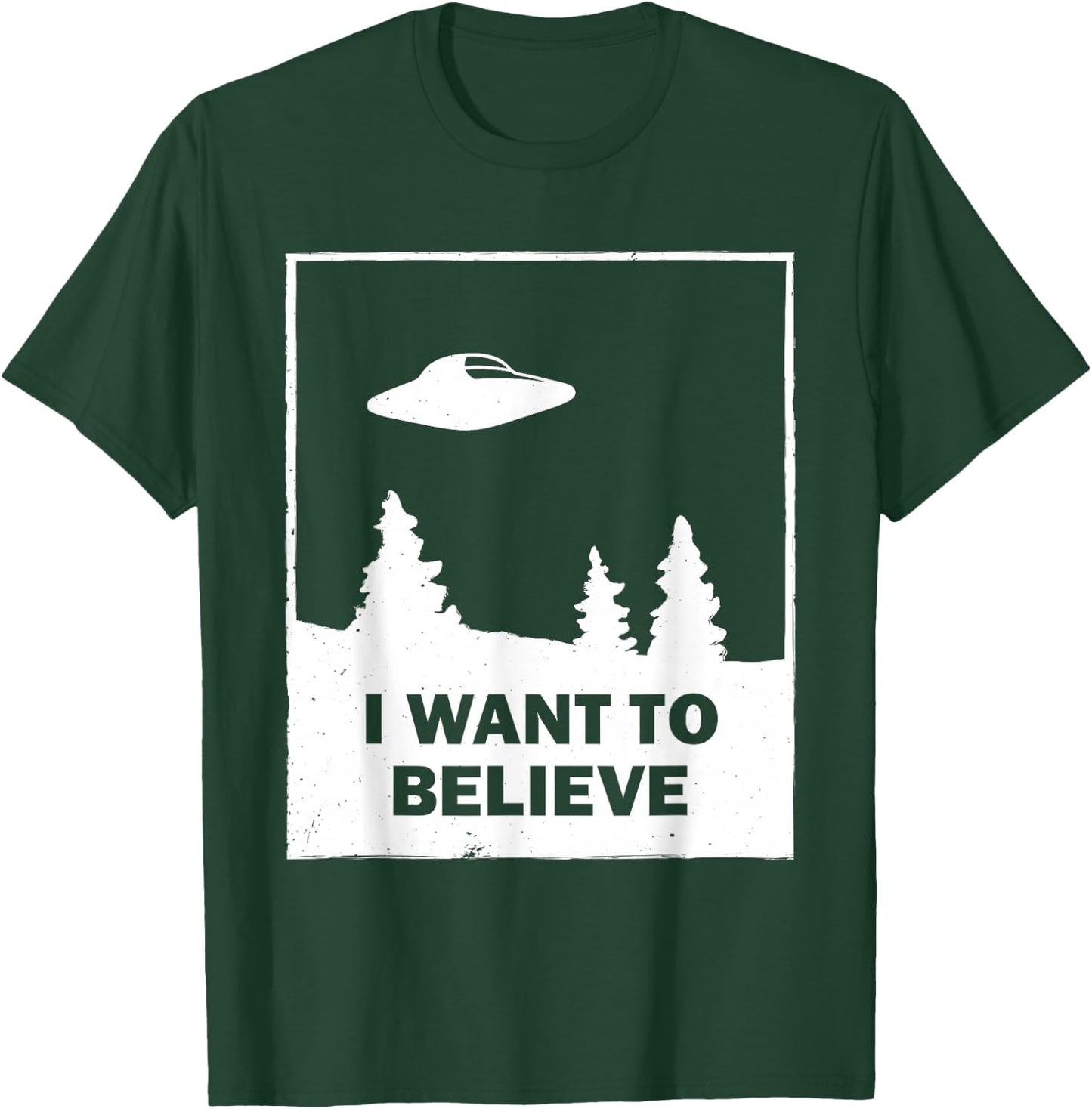 Vintage White I Want To Believe UFO T-Shirt - T-Shirt | Forest