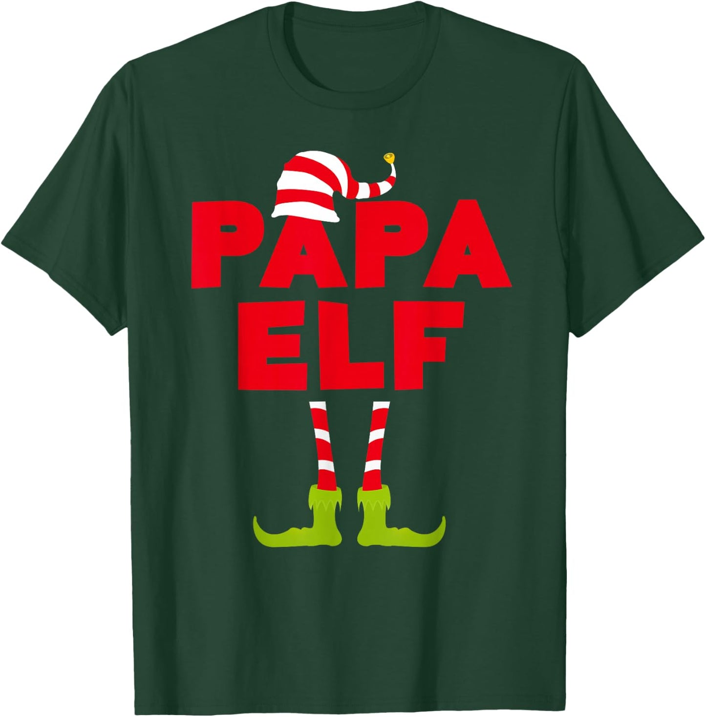 Papa Elf Shirt Men Matching Elf Papa Christmas Pajamas T-Shirt - T-Shirt | Forest