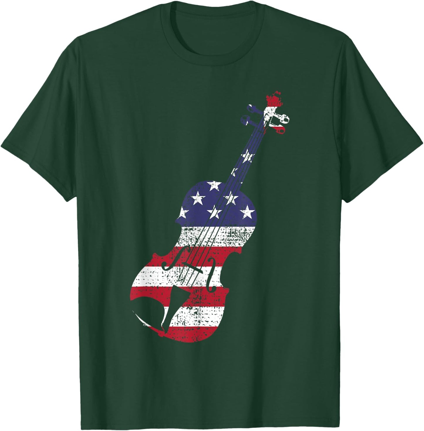 Violin USA Flag America Music Teacher Kids Men T-Shirt - T-Shirt | Forest