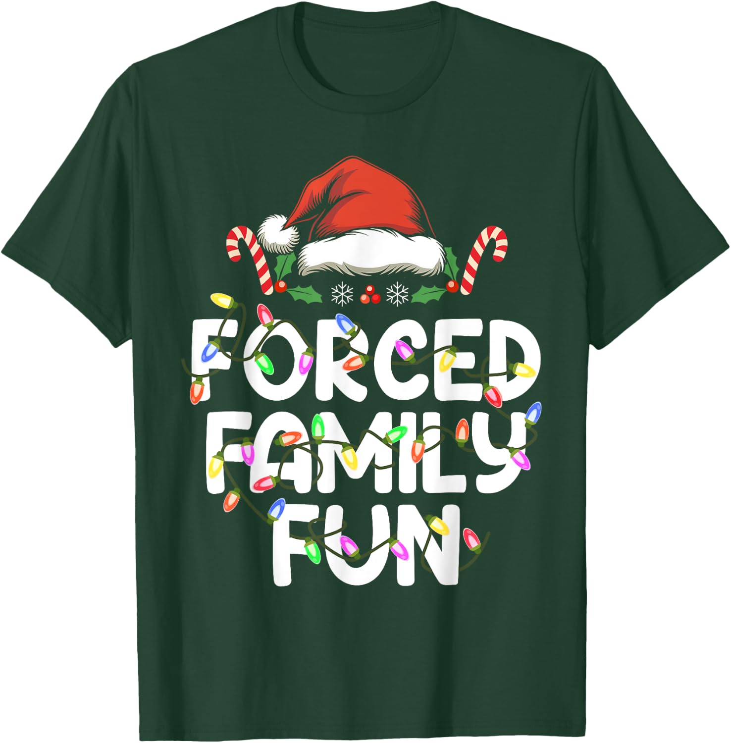 Forced Family Fun Christmas Pajamas Funny T-Shirt - T-Shirt | Forest