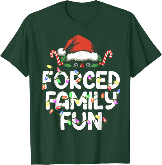 Forced Family Fun Christmas Pajamas Funny T-Shirt - T-Shirt | Forest