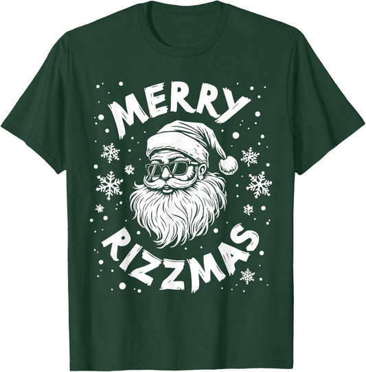 Merry Rizzmas Kids Teens School Funny Christmas Santa Claus T-Shirt - T-Shirt | Forest