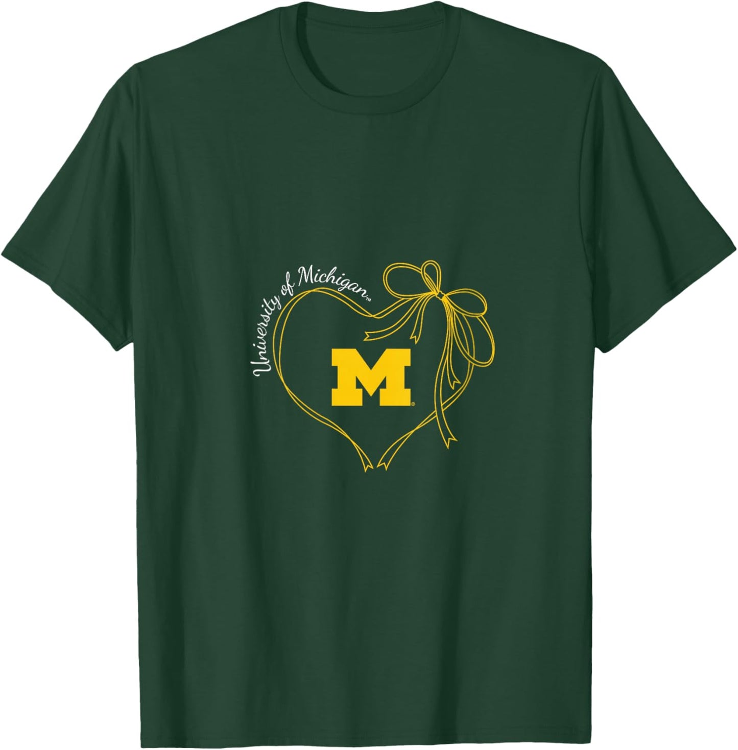 Michigan Wolverines Bow Heart Navy Officially Licensed V-Neck T-Shirt - T-Shirt | Forest
