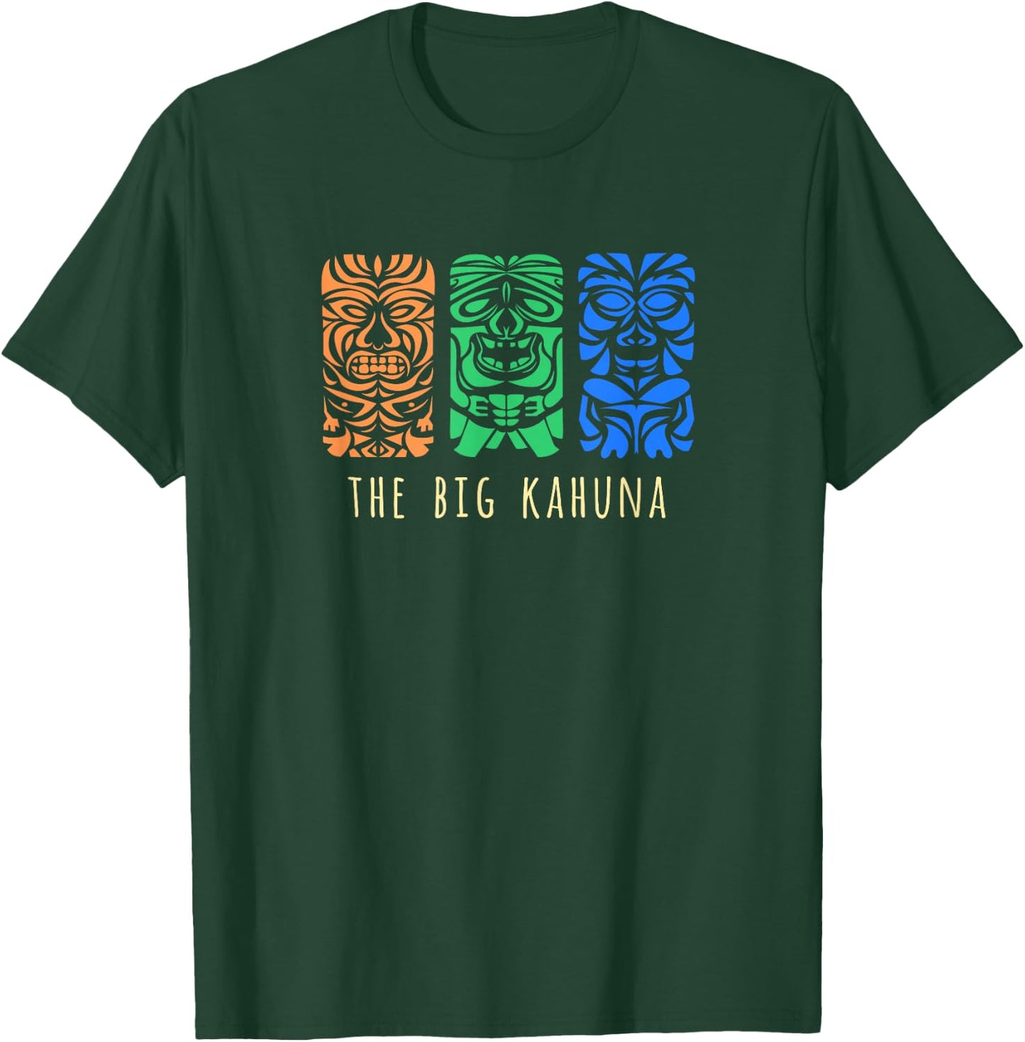 Hawaii Tiki Polynesian Big Kahuna Surfer Retro Hawaiian T-Shirt - T-Shirt | Forest