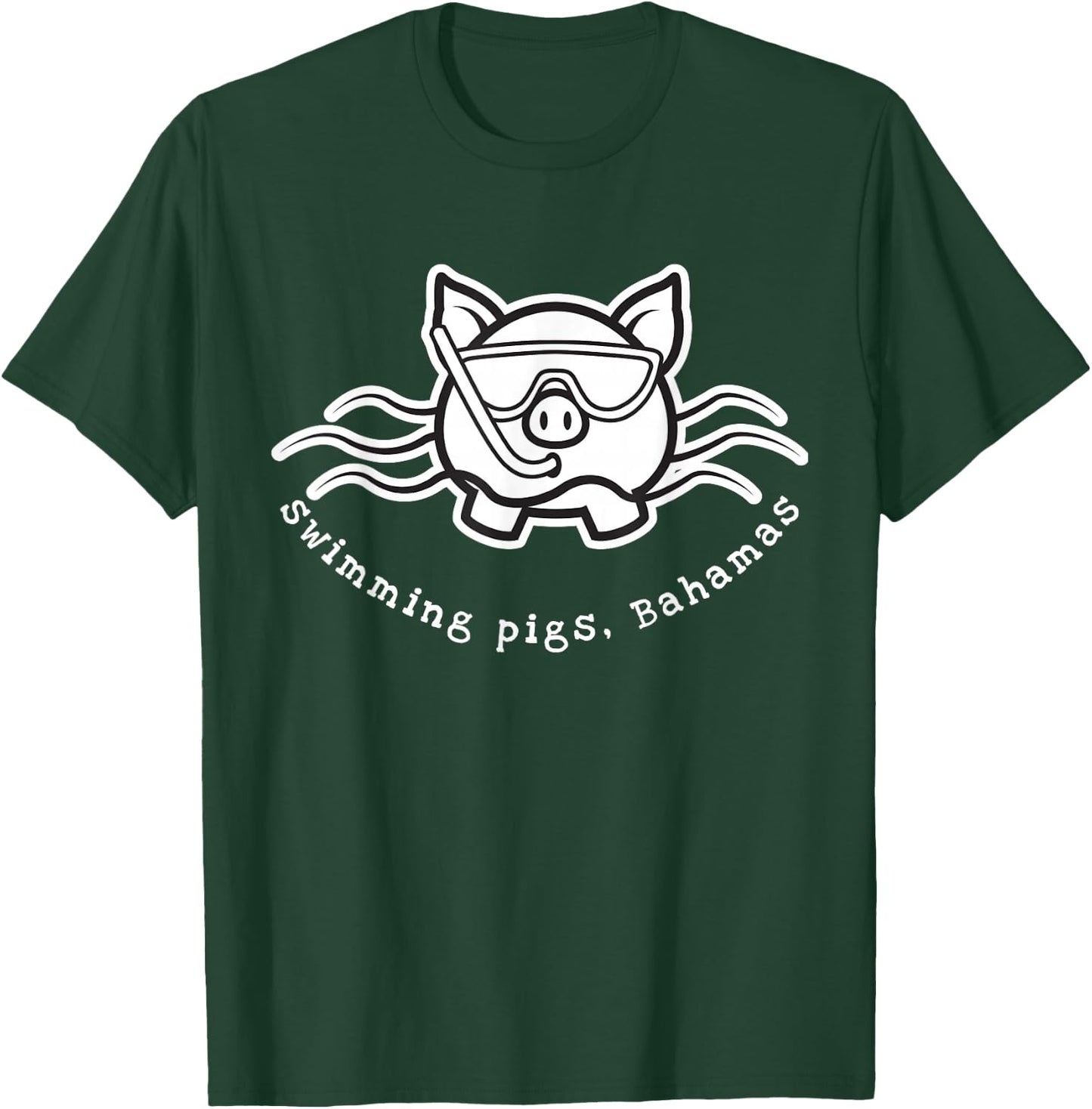 Bahamas Swimming Pig with Mask and Snorkel T-Shirt - T-Shirt | Forest