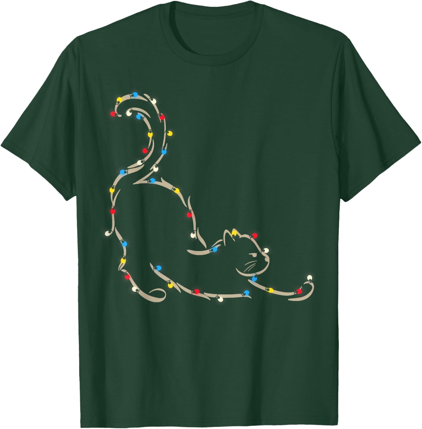 Christmas Lights Meowy Cat Pet Collection Women Kids T-Shirt - T-Shirt | Forest