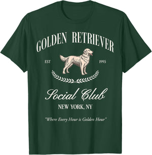 Golden Retriever Social Club Preppy Dog Mom Retro 80s 90s T-Shirt - T-Shirt | Forest
