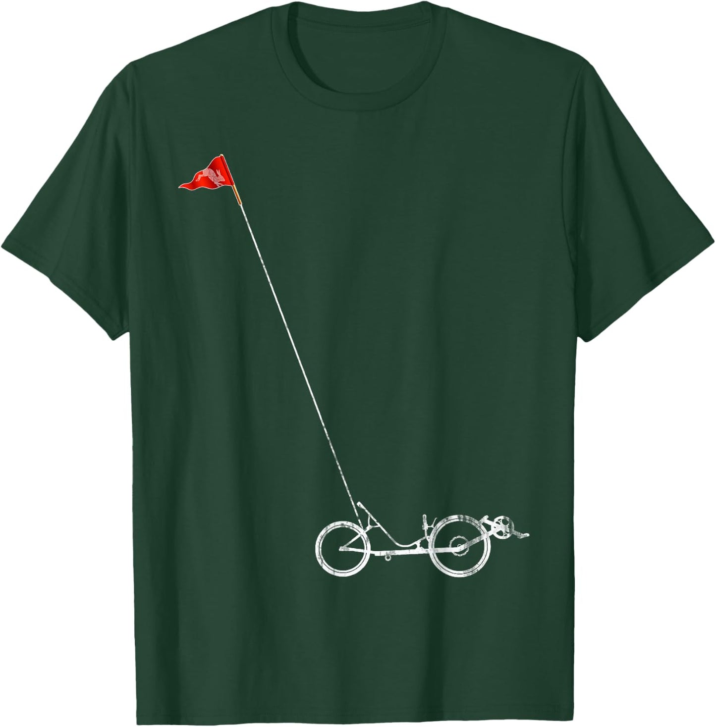 Recumbent Bicycle with Safety Flag T-Shirt - T-Shirt | Forest