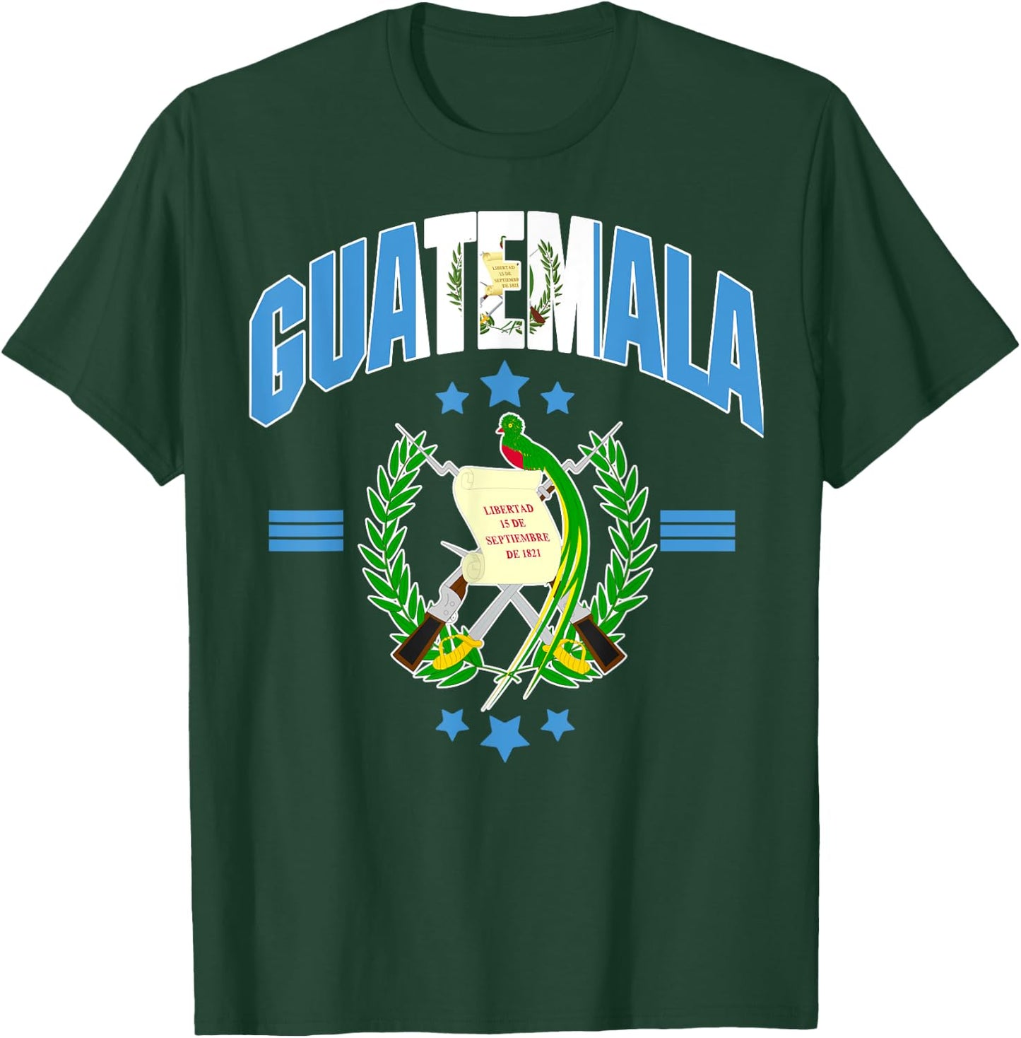 Love Guatemala With Guatemala Flag Quetzal Bird Emblem T-Shirt - T-Shirt | Forest