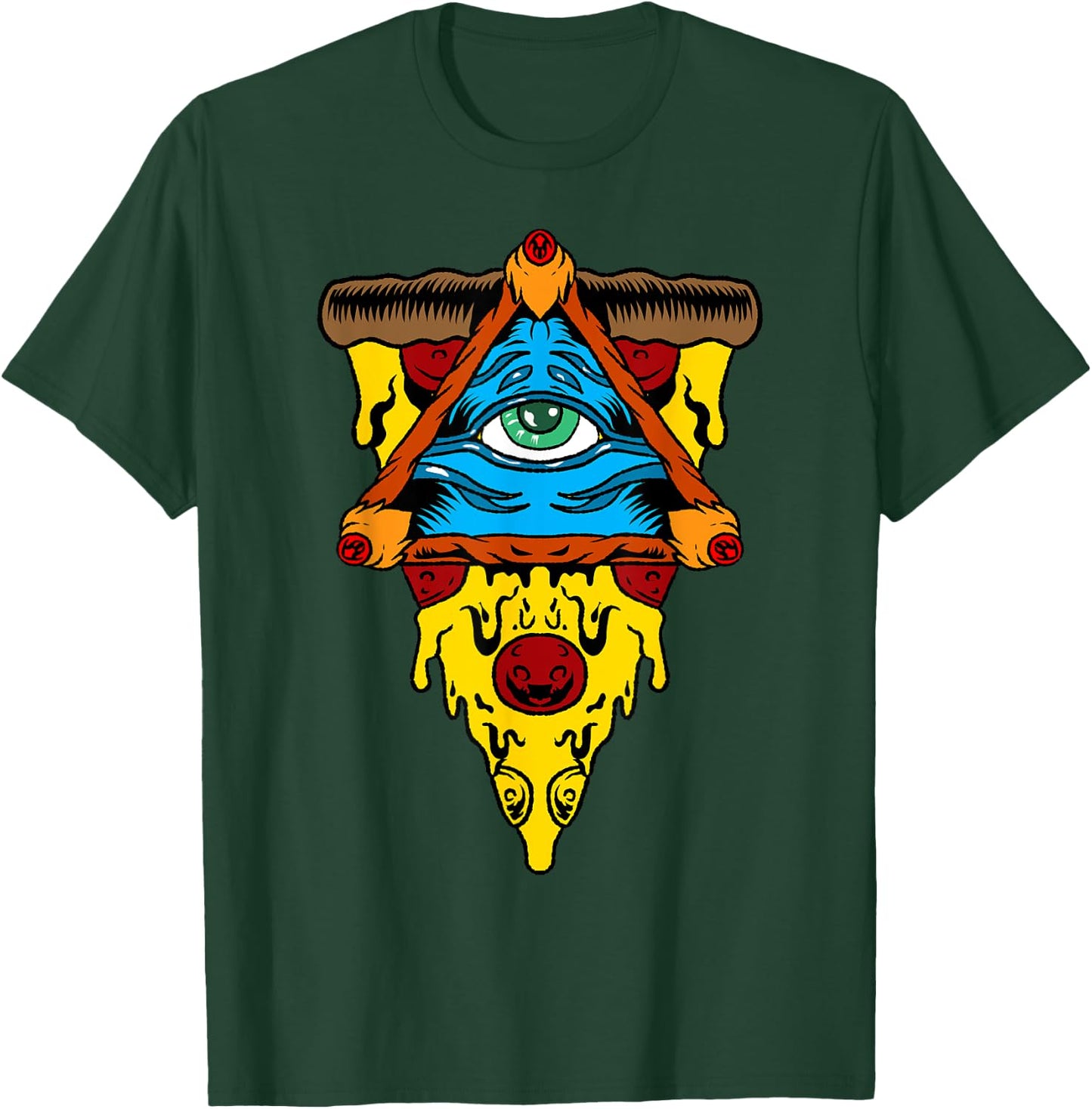 Pizza Illuminati Cool All Seeing Eye Conspiracy Gift T-Shirt - T-Shirt | Forest
