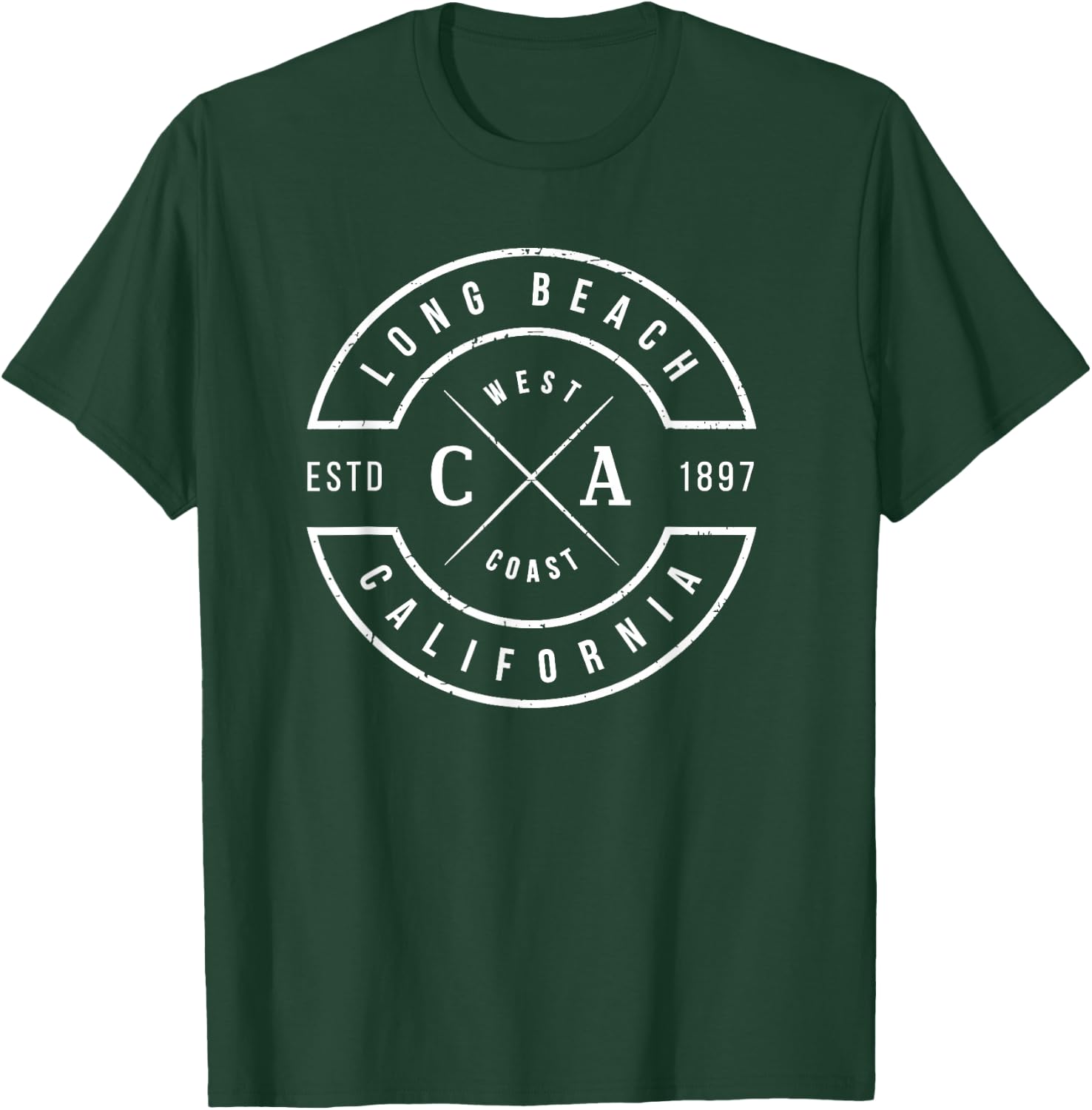 Long Beach California T Shirt Vintage Emblem Souvenirs T-Shirt - T-Shirt | Forest