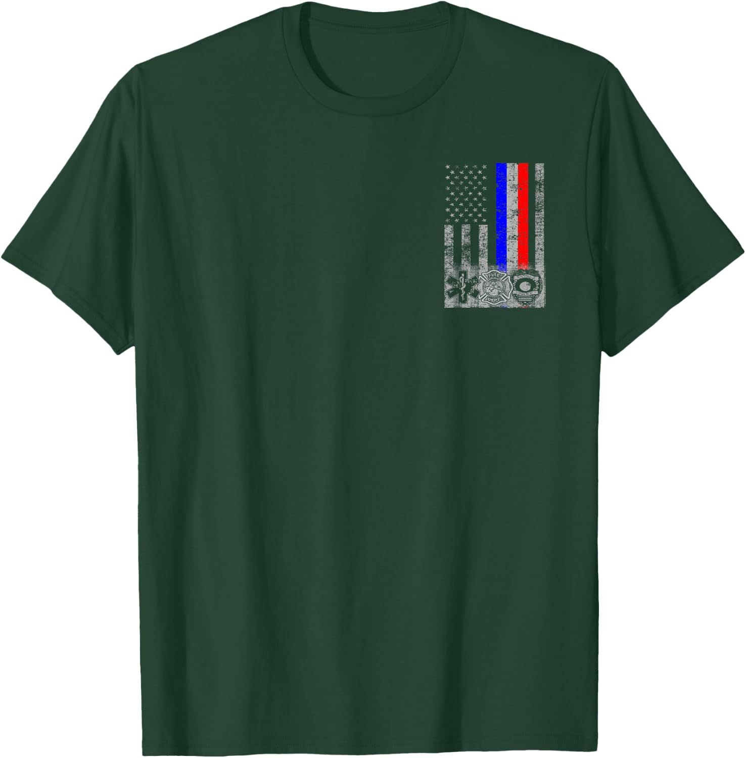 Fireman Police EMT/First Responder Flag T-Shirt - T-Shirt | Forest