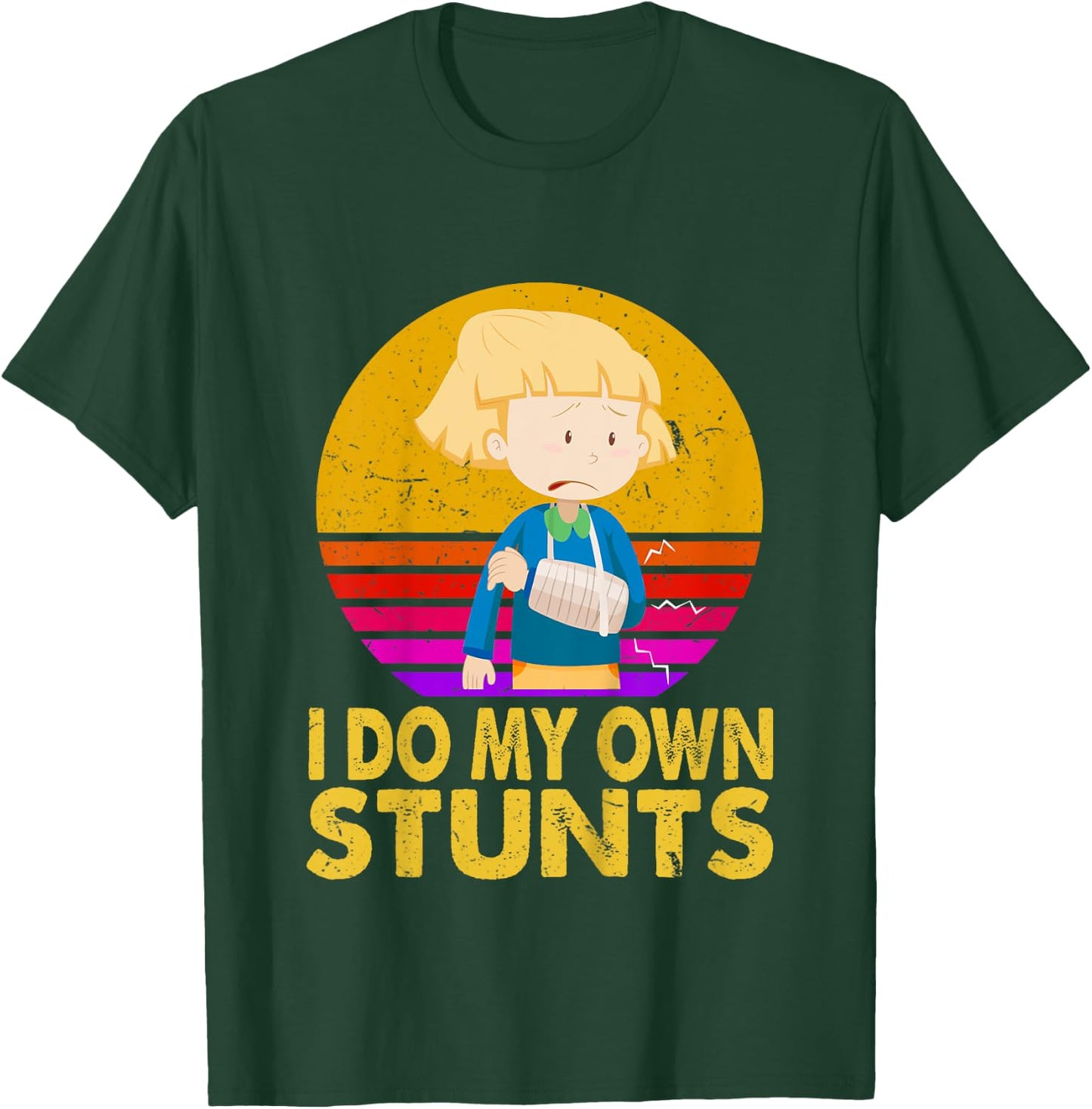 I Do My Own Stunts Broken Arm Injury Get Well Soon Gift T-Shirt - T-Shirt | Forest