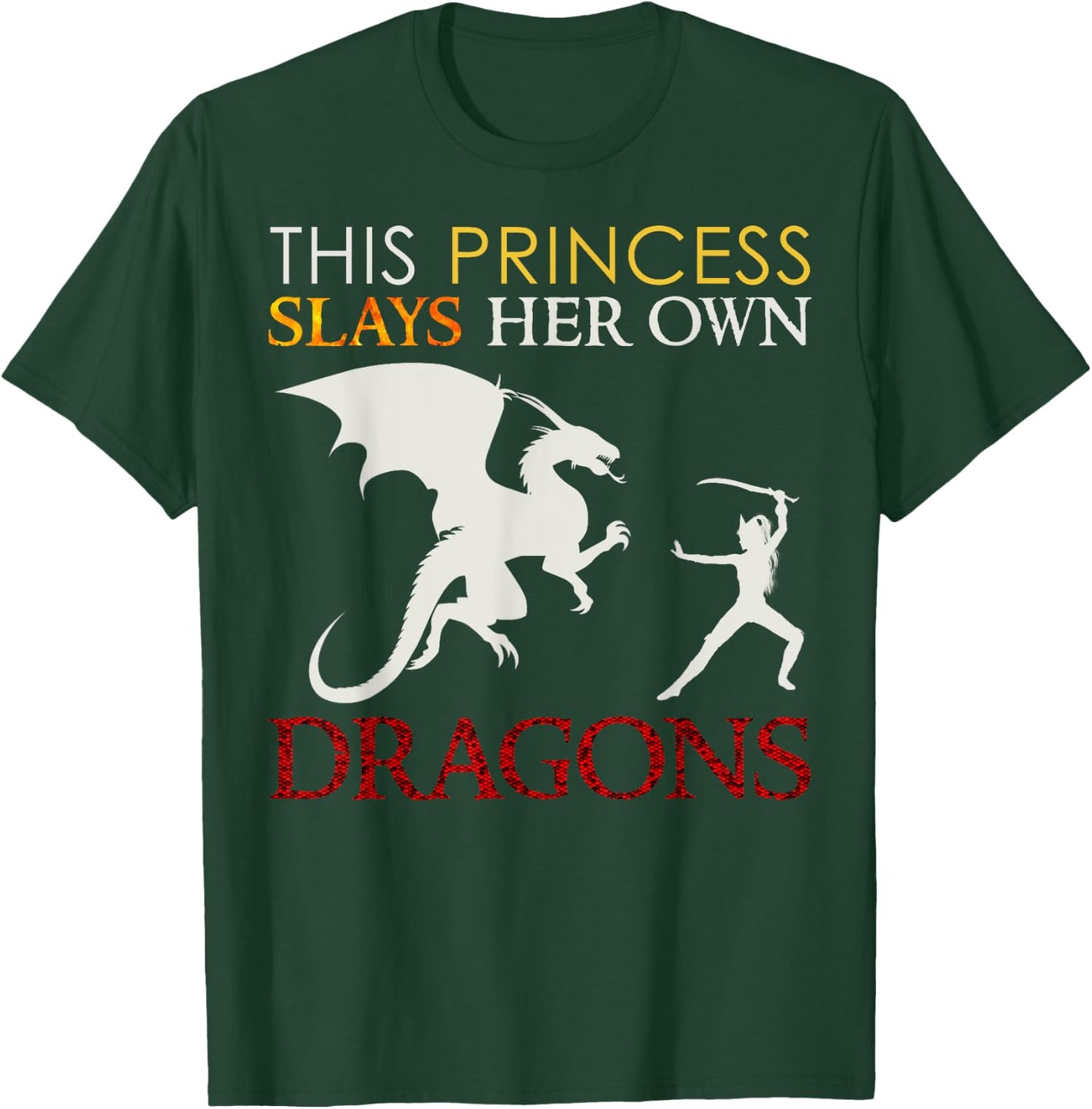 Dragon Shirt for Girls - This Princess Slays Her Own Dragons T-Shirt - T-Shirt | Forest