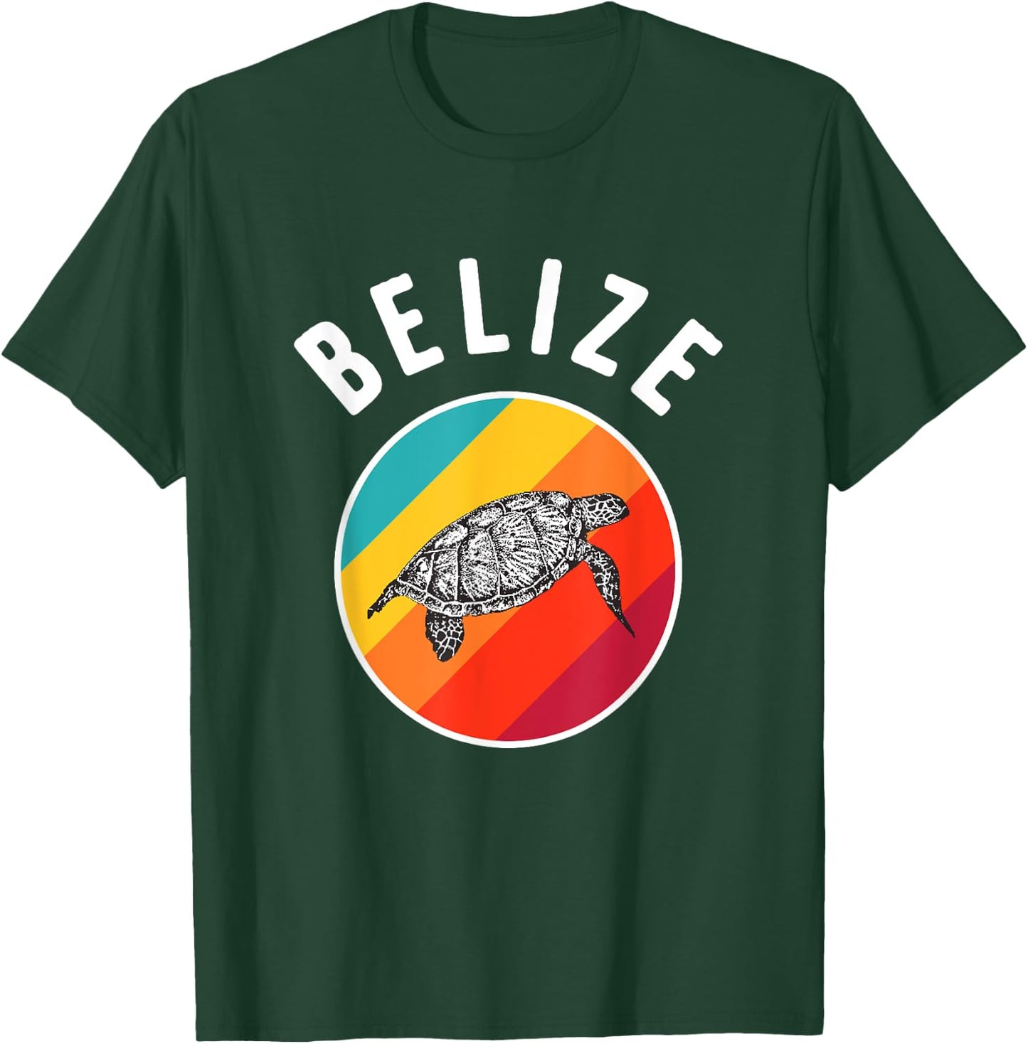 Belize Vacation Souvenir Colorful Retro Turtle Image T-Shirt - T-Shirt | Forest