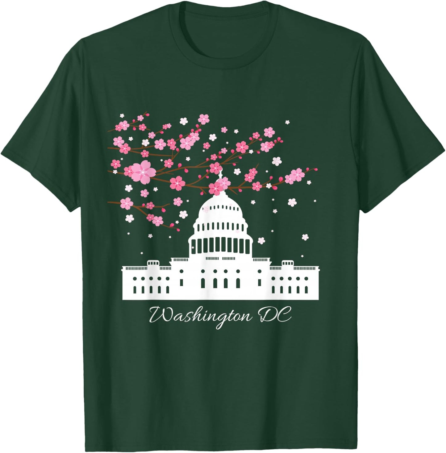 Washington DC Capitol Building Cherry Blossom Trees T-Shirt - T-Shirt | Forest