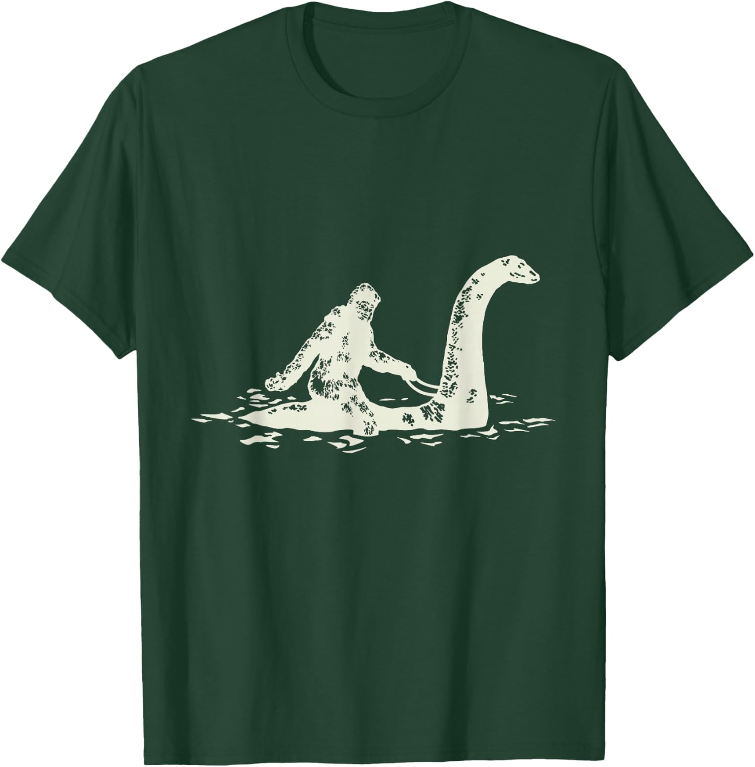 Bigfoot Sasquatch Riding The Loch Ness Monster Funny,Short Sleeve T-Shirt - T-Shirt | Forest