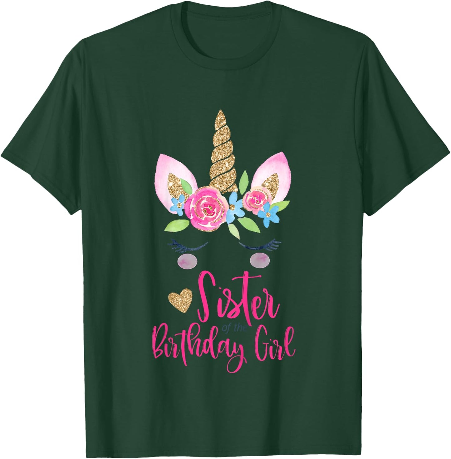 Kids Unicorn Sister of the Birthday Girl Shirt Matching Party T-Shirt - T-Shirt | Forest