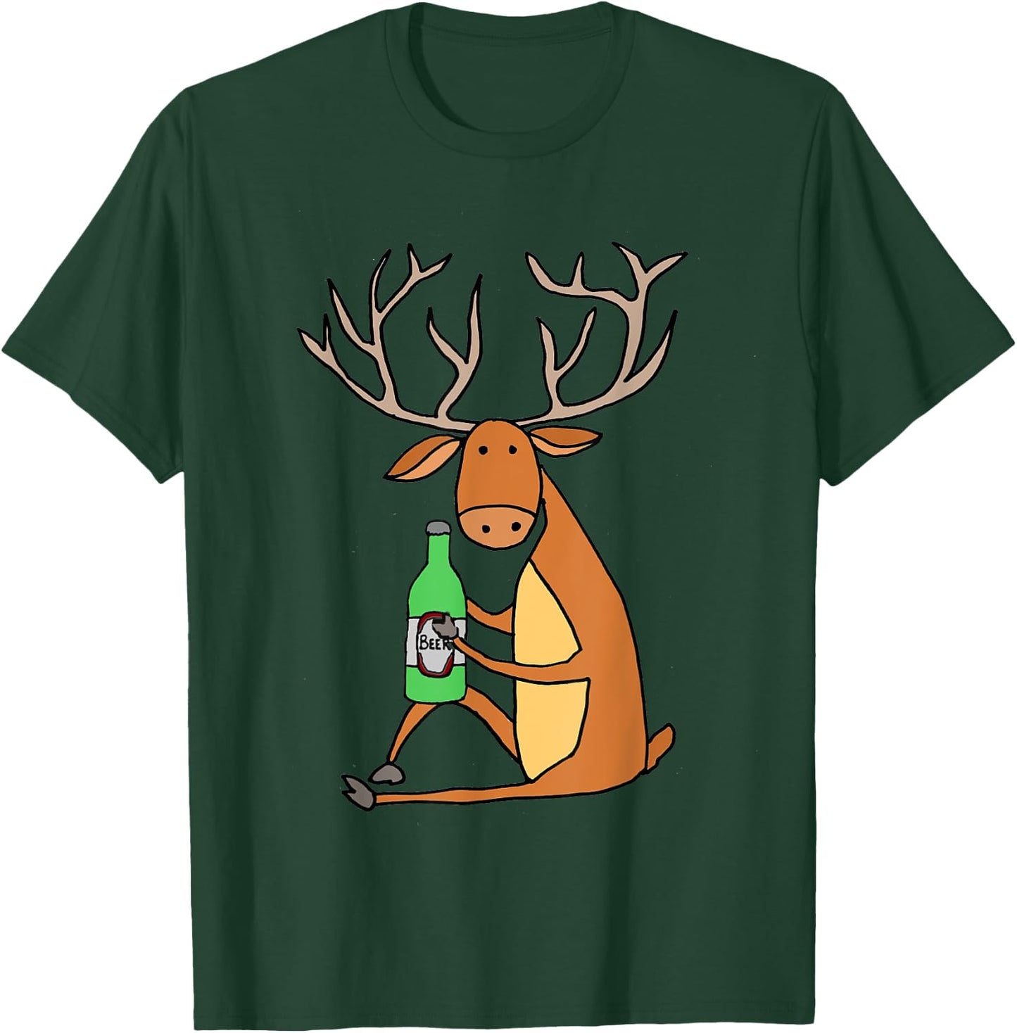 Smilemoretees Funny Stag Deer Drinking Beer T-Shirt - T-Shirt | Forest