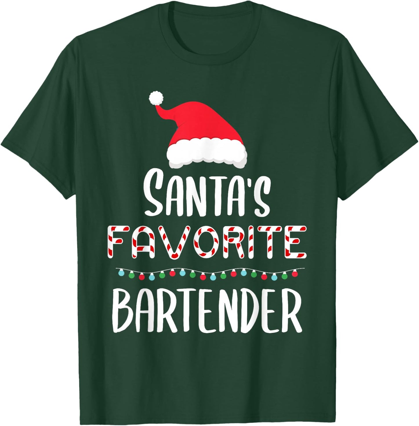 Santas Favorite Bartender Pajamas - Xmas Bartender Costume T-Shirt - T-Shirt | Forest