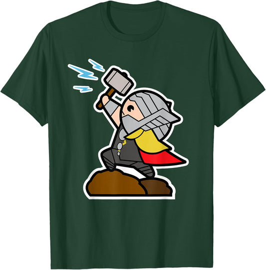 Marvel Thor Mjolnir Hammer Cute Kawaii Graphic T-Shirt - T-Shirt | Forest