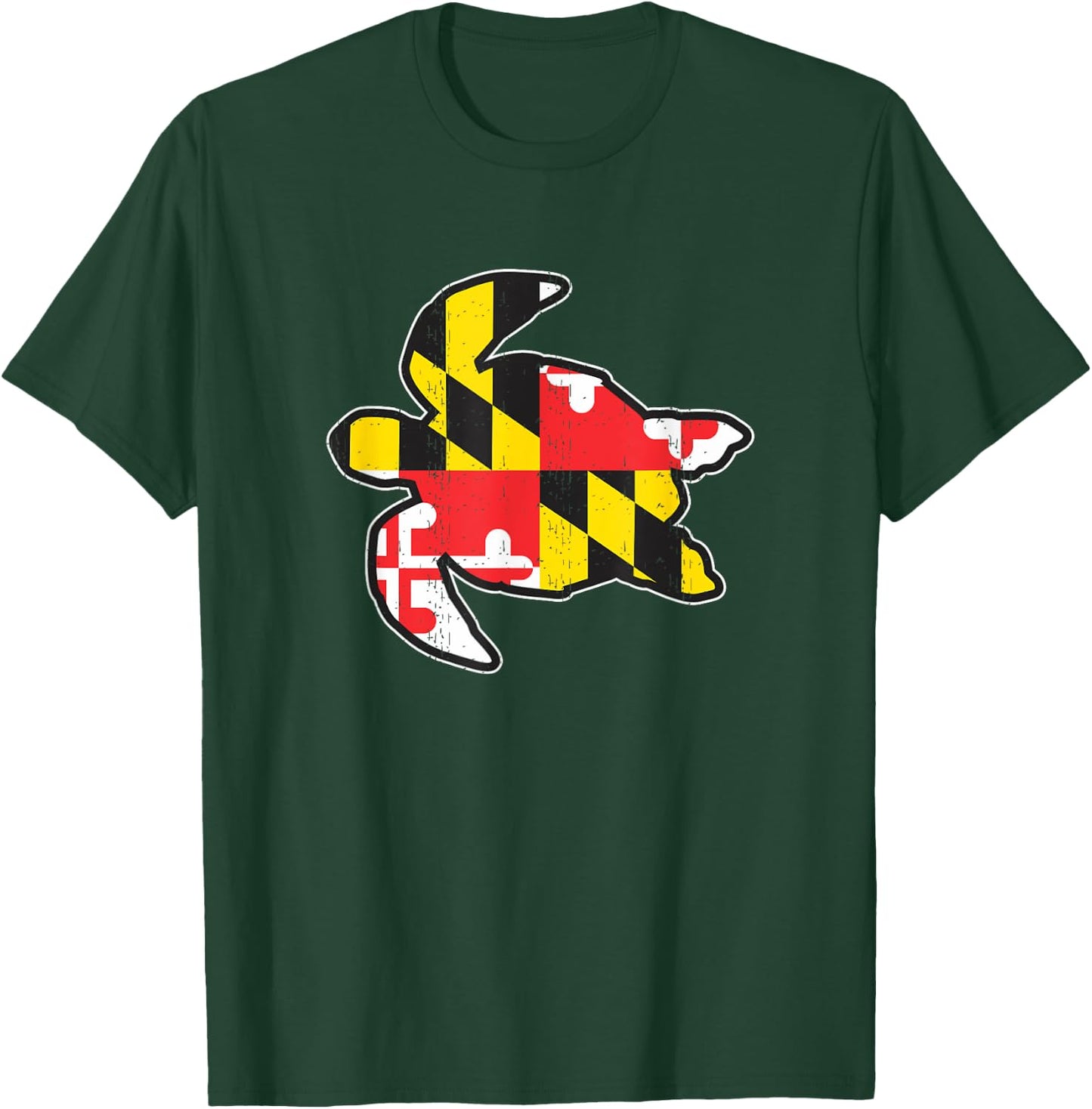 Maryland State Flag Turtle Shirt Funny reptile T-Shirt - T-Shirt | Forest