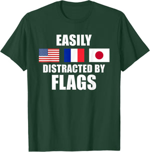 Vexillology Distracted By Flags T-Shirt - T-Shirt | Forest