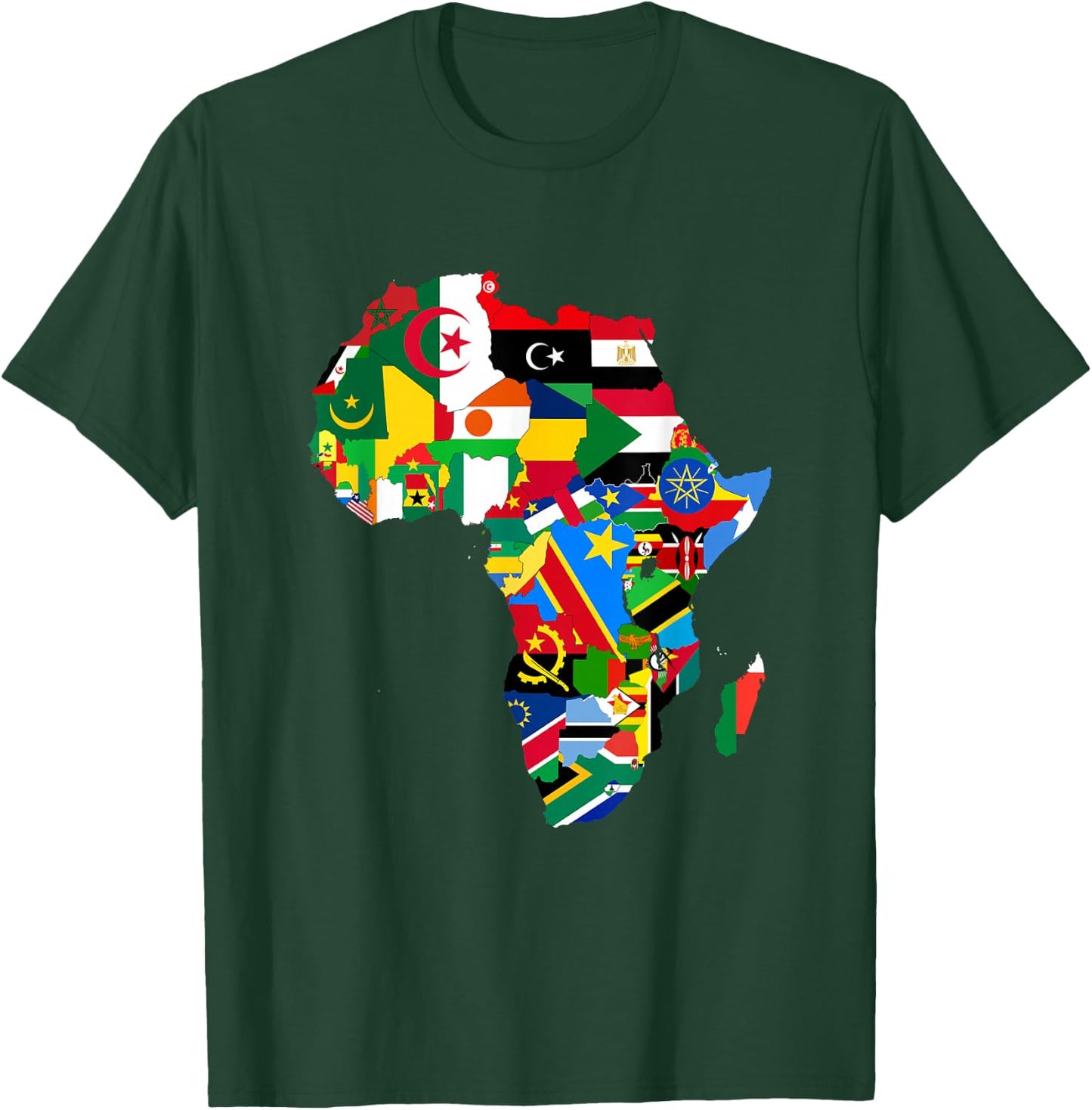 African Pride - Ethnic Map of Africa with Flags T-Shirt - T-Shirt | Forest