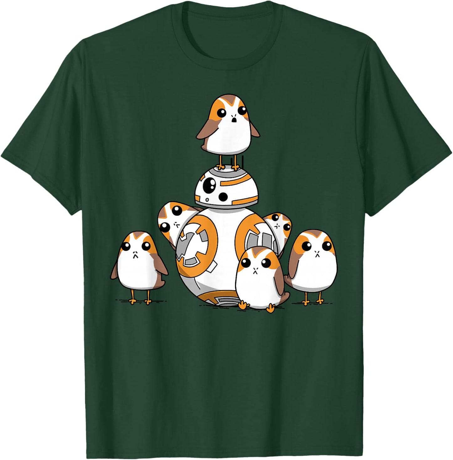 Star Wars Porgs Having Fun With BB-8 Portrait T-Shirt - T-Shirt | Forest