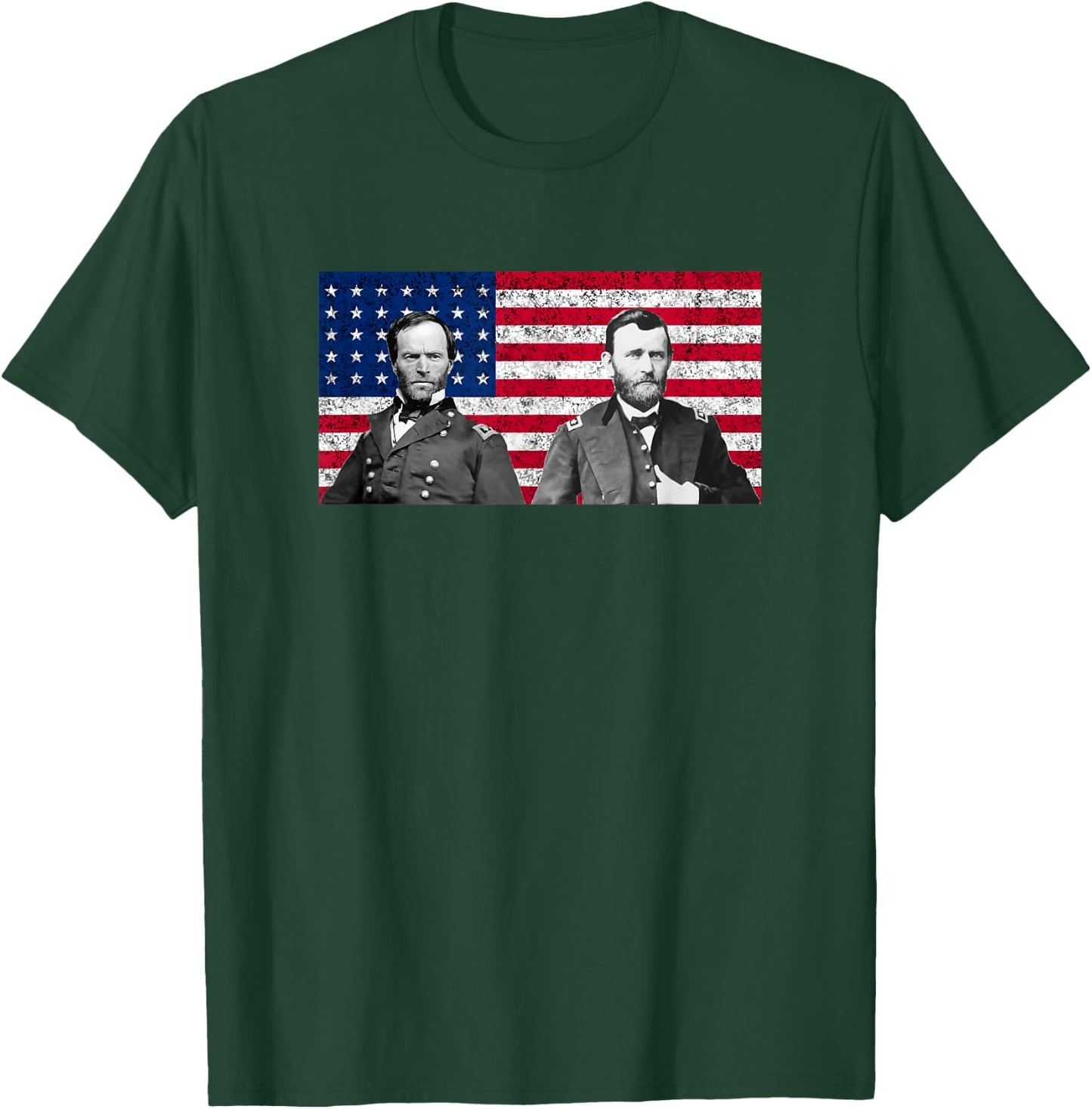 Sherman And Grant With The American Flag T-Shirt - T-Shirt | Forest