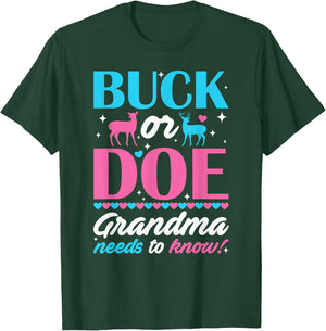 Buck Or Doe Grandma Needs To Know Keeper Of Gender Reveal T-Shirt - T-Shirt | Forest