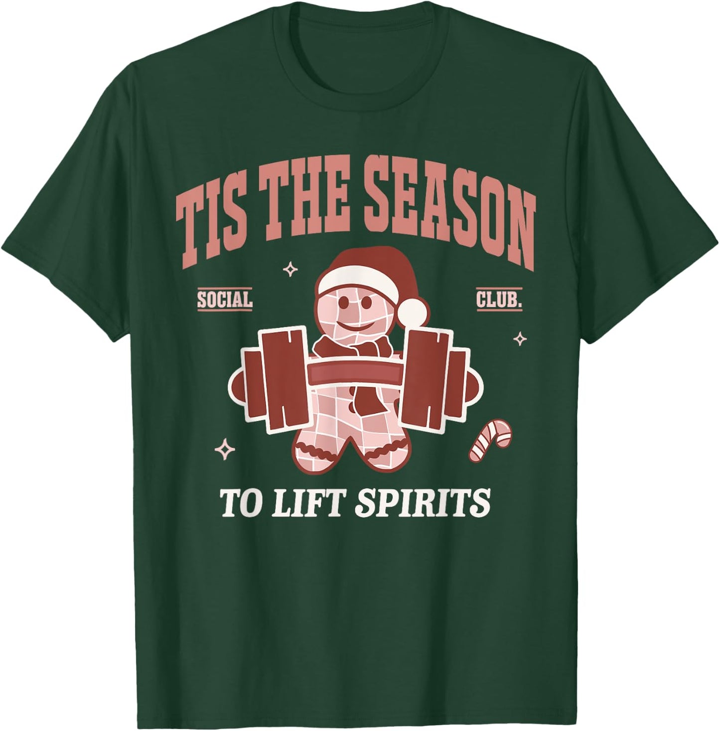 Lift Spirits Funny Weightlifting Christmas Fitness Gym Xmas T-Shirt - T-Shirt | Forest