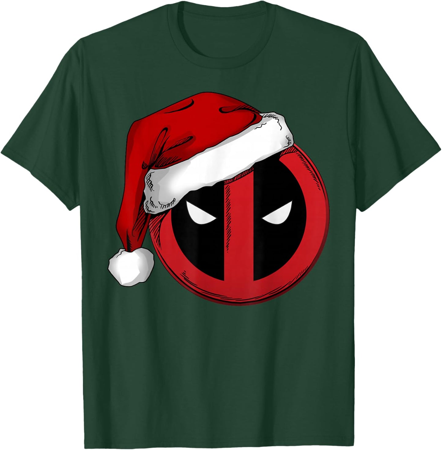 Marvel Deadpool Icon Santa Hat Christmas Graphic T-Shirt - T-Shirt | Forest