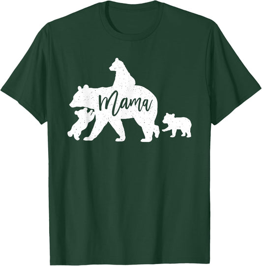 Mama Bear 3 Baby Bear Cubs Following Riding on Back T-Shirt - T-Shirt | Forest