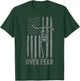 USA Flag Patriotic American Gift USA Faith Over Fear Prayer T-Shirt - T-Shirt | Forest