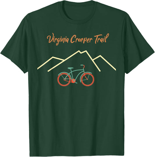 Virginia Creeper Trail Retro Mountain Bike and Hike T-Shirt - T-Shirt | Forest