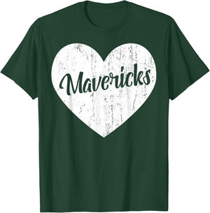 Mavericks School Sports Fan Team Spirit Mascot Heart Gift T-Shirt - T-Shirt | Forest