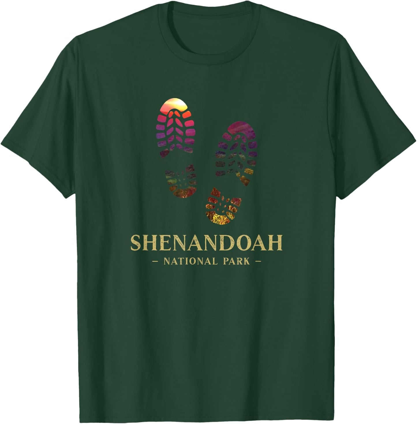 Shenandoah National Park Virginia Hiking Boot Print Souvenir T-Shirt - T-Shirt | Forest