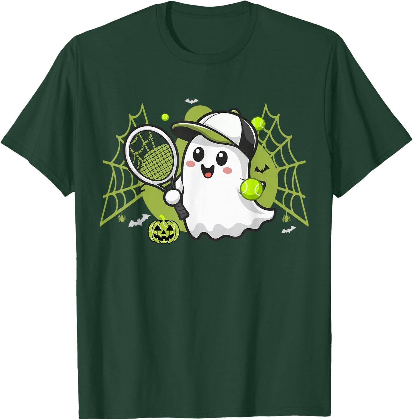 Boo Ghost Playing Tennis Funny Halloween Tennis Costume T-Shirt - T-Shirt | Forest