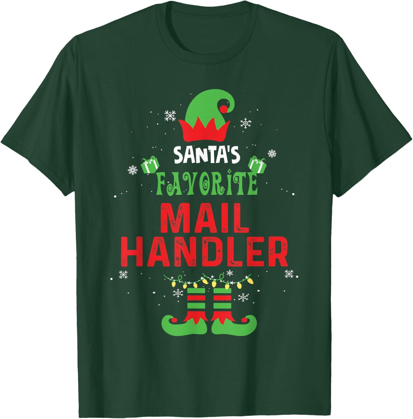 Santa's Favorite Mail Handler Funny Family Xmas T-Shirt - T-Shirt | Forest