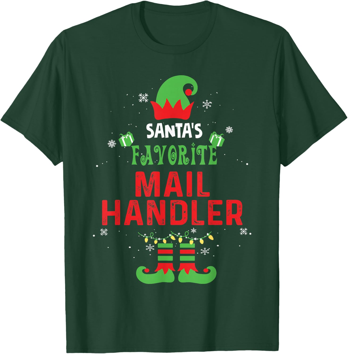 Santa's Favorite Mail Handler Funny Family Xmas T-Shirt - T-Shirt | Forest
