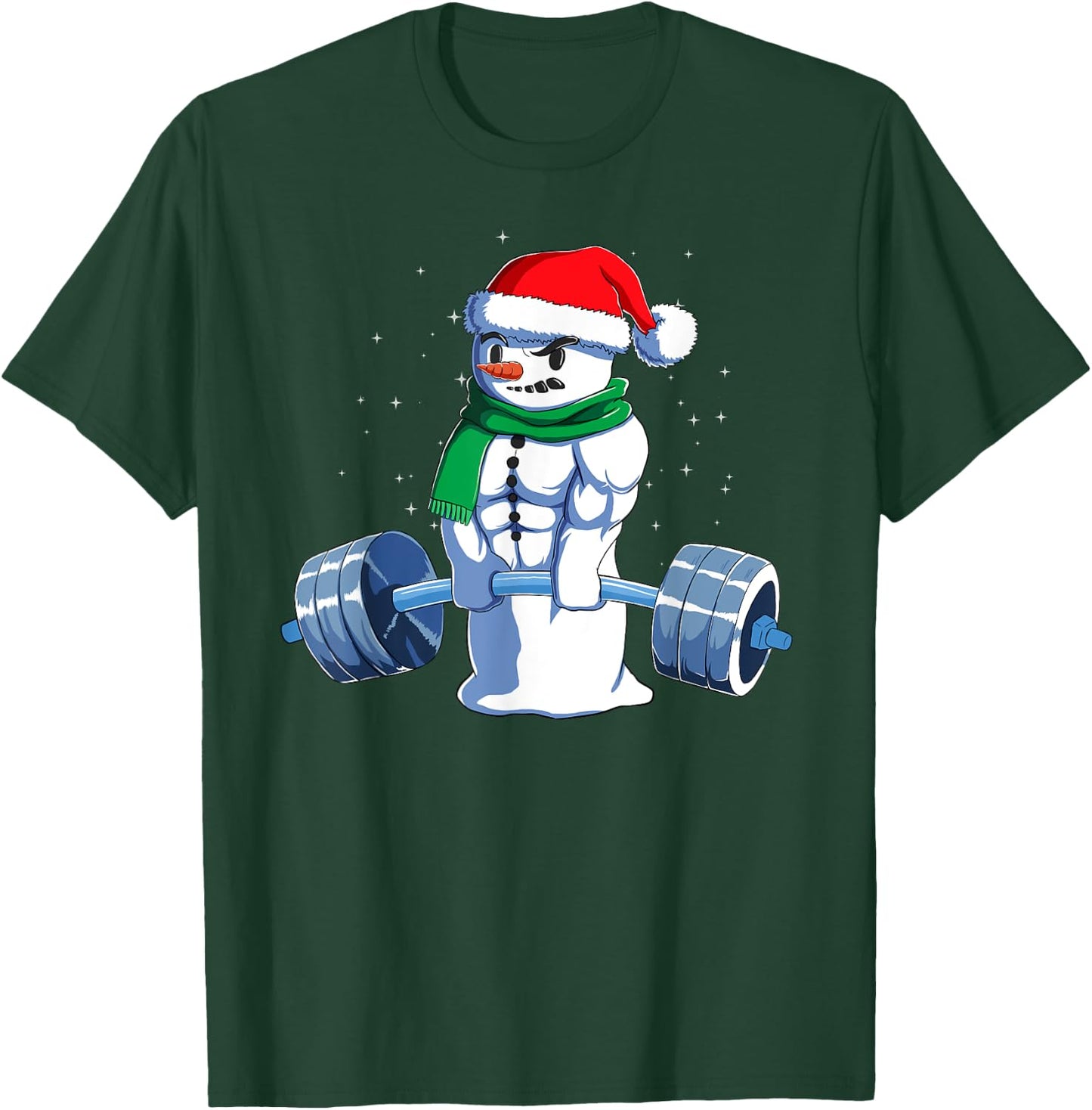 Kreuzheben Geschenk Adults Fitness Enthusiasts Black Cotton Blend , Small, Short Sleeve, , Classic Fit, Christmas, Gym, Snowman Weightlifting Weight Lifting T-Shirt - T-Shirt | Forest