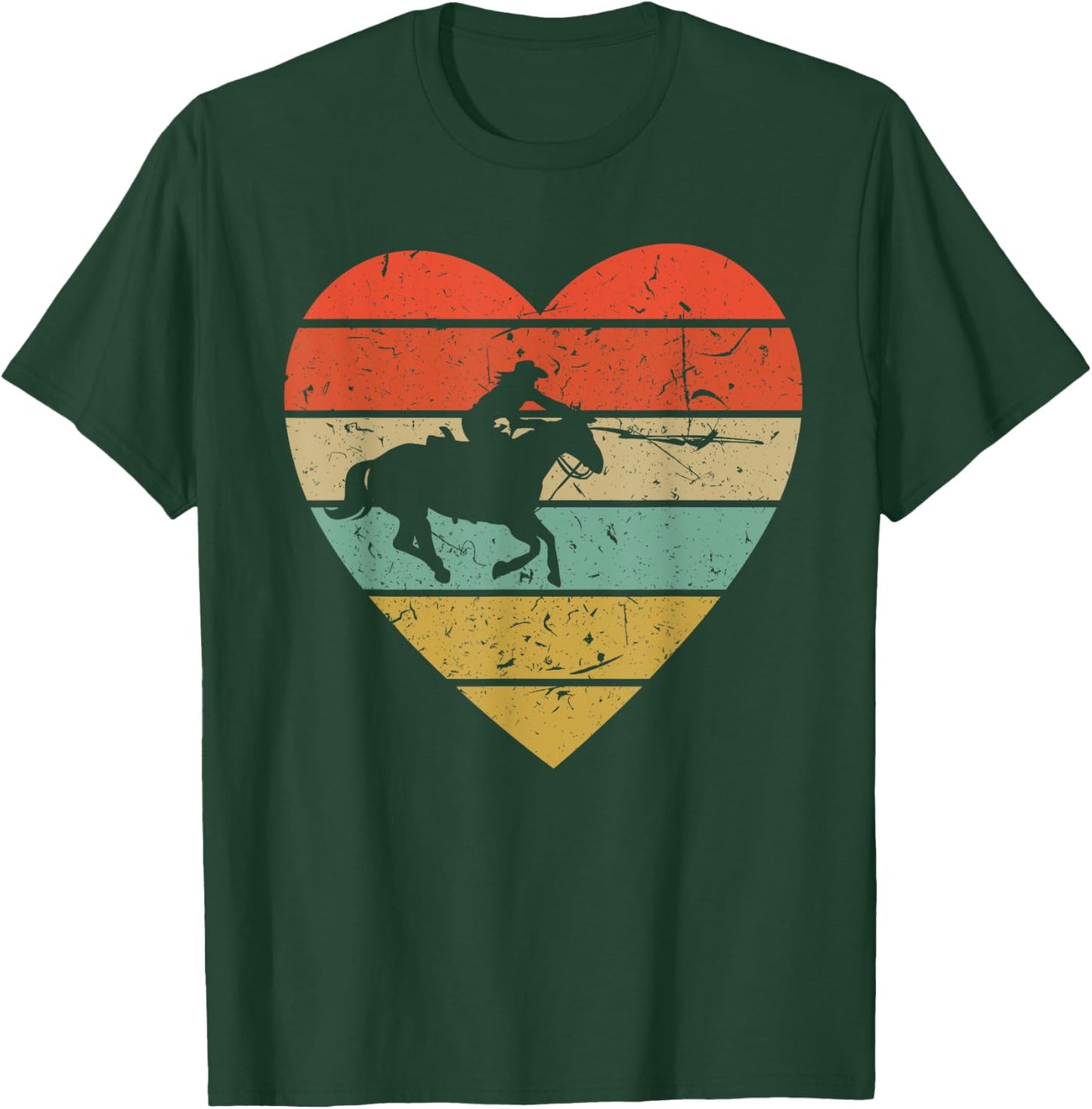 Roping Vintage Design Retro Horse Calf Roper Heart Sport Fan T-Shirt - T-Shirt | Forest