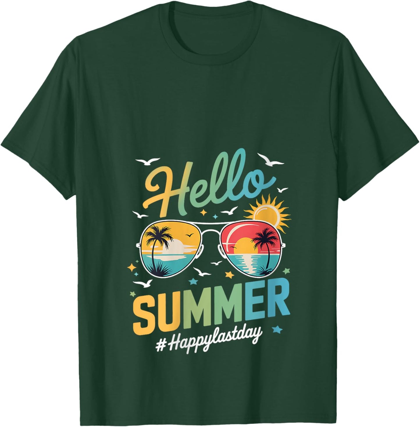 Hello Summer Teacher Happy Last Day of School Pre-K V-Neck T-Shirt - T-Shirt | Forest