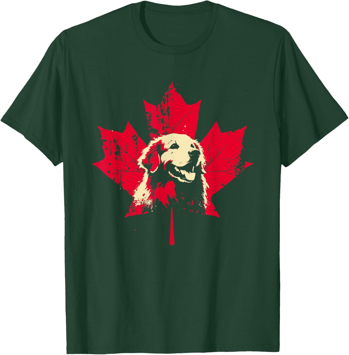 Golden Retriever Maple Leaf - Vintage Canadian Goldie T-Shirt - T-Shirt | Forest