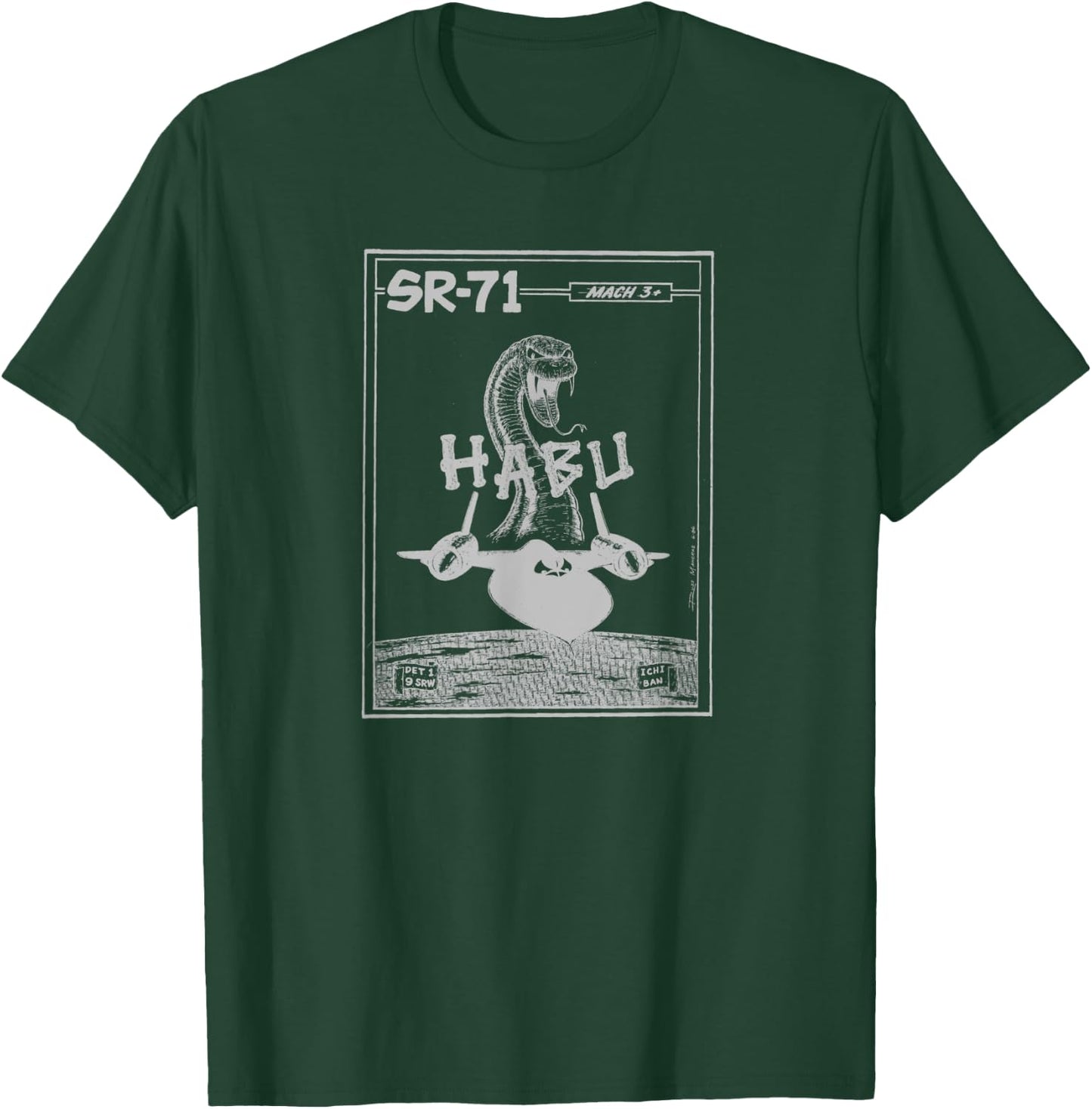 SR-71 Military Aircraft Original Habu Logo Artwork T-Shirt - T-Shirt | Forest