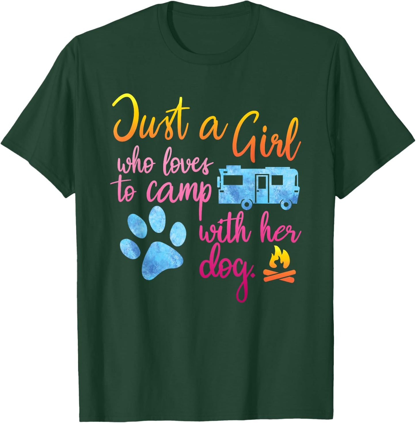 Just A Girl Who Loves To Camp With Her Dog Cute Camping T-Shirt - T-Shirt | Forest